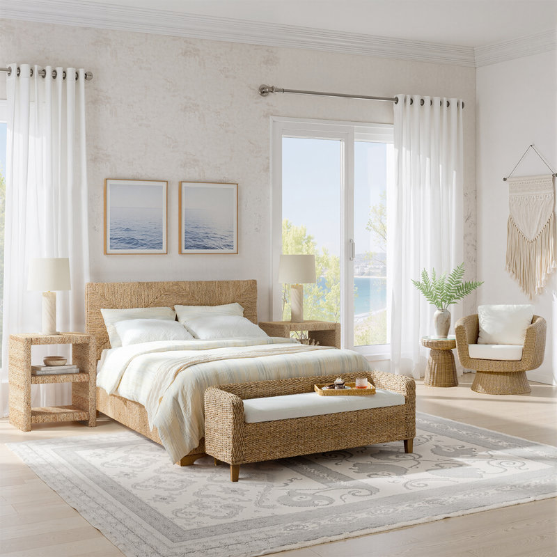 Ensemble de chambre à coucher en osier 6 pièces Coastal, Grand