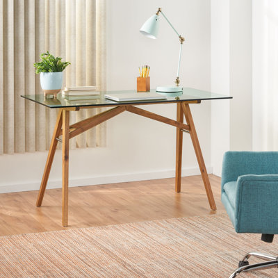 Decameron Desk MID-CENTURY DESIGN: Blending together iconic splayed legs with a stunning wood frame,