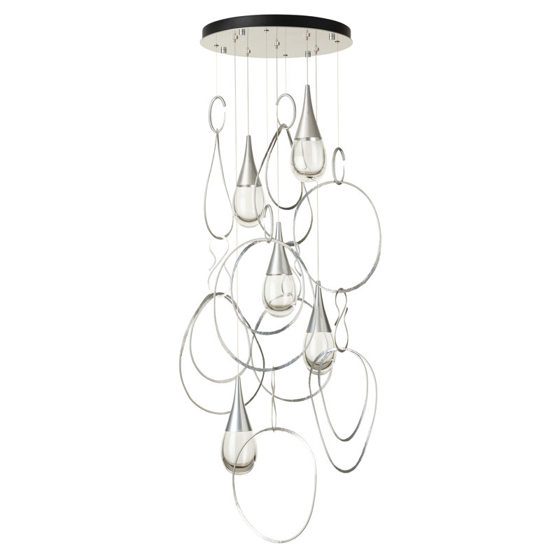 Lyric 5-Light Round Pendant, Long, Sterling