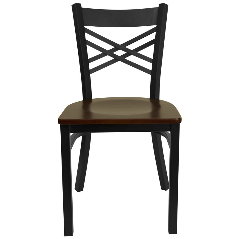 Prompton 'X' Metal Restaurant Chair, Acajou / Noir, 1