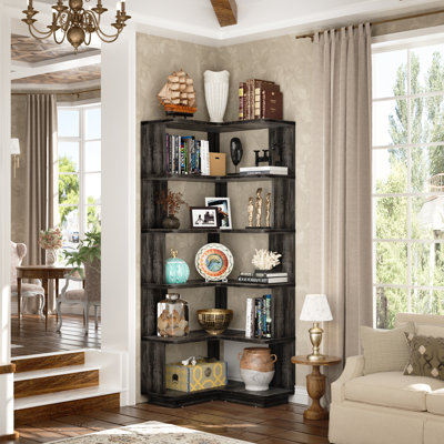 63.8"H 6-Tier L-Shaped Corner Bookshelf