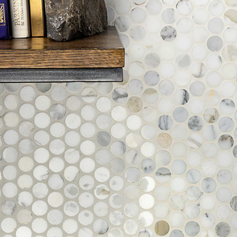 Calacatta Penny Rounds Polished Marble Tile