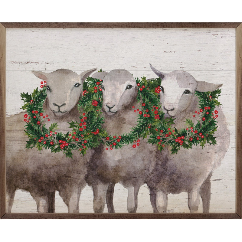 Sheep With Holiday Wreaths, H 24 po x l 30 po