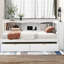Lit de jour simple blanc avec prises et rangement - Bois massif pour une addition de chambre à coucher élégante