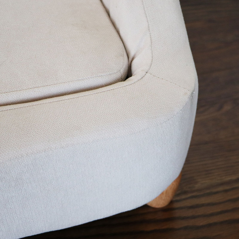 Cream Microfiber Elevated Rectangular Dog Sofa for Medium Dogs