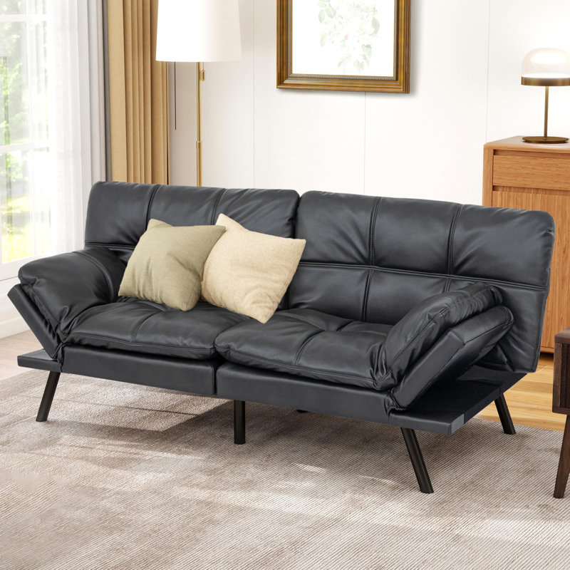 Futon Sofa Bed, Blue Armless Futon Sleeper Sofa Loveseat Convertible Memory Foam Couch Bed For Small Compact Living Spaces,Apartment