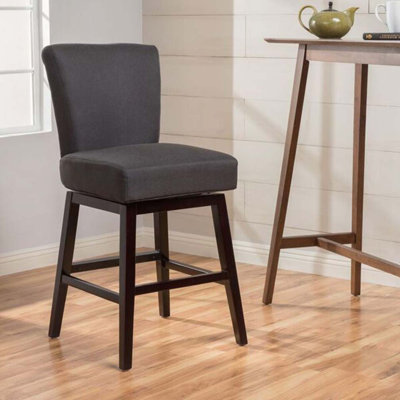 Fabric Upholstered Wood Bar Stools with Footrest