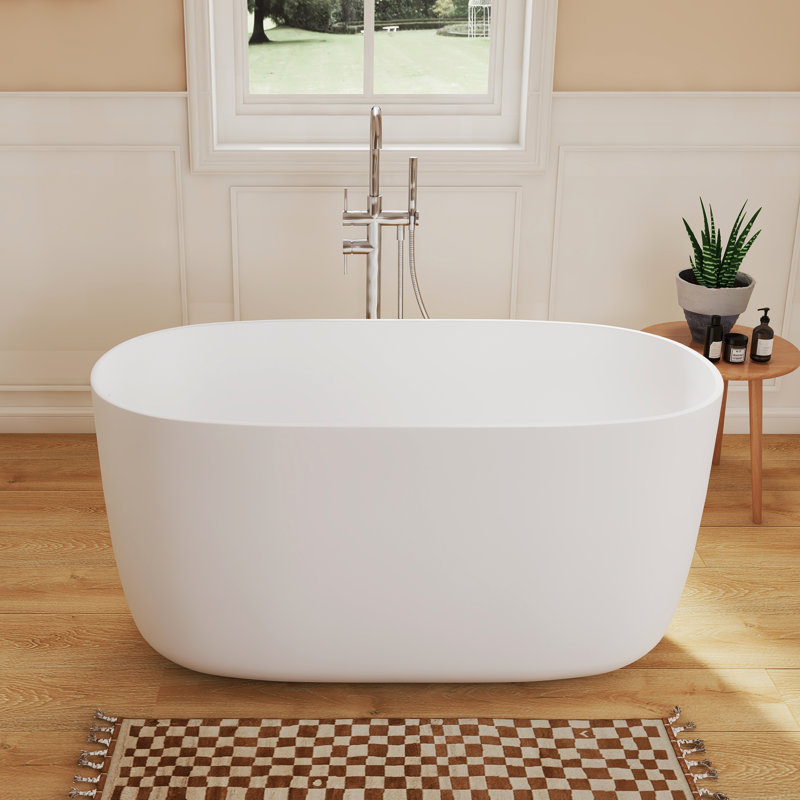 Fslefay 47'' Freestanding Bathtub Solid Surface Deep Soaking Tubs
