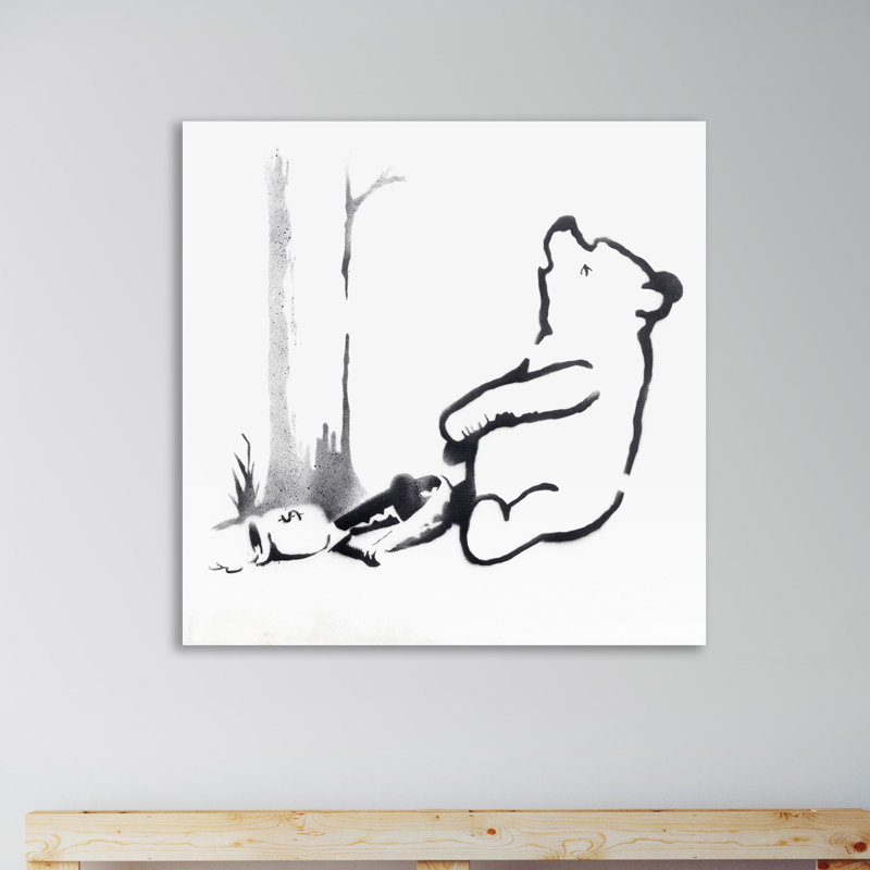 « pooh bear », reproduction d’impression sur toile tendue, H 12 po x l 12 po x P 1,5 po