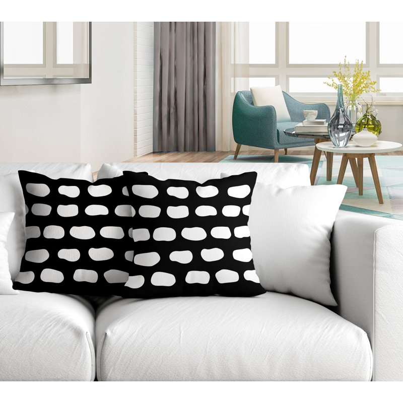 Oreiller carré intérieur / extérieur Aria Dash, L 19 po x H 19 po, Noir