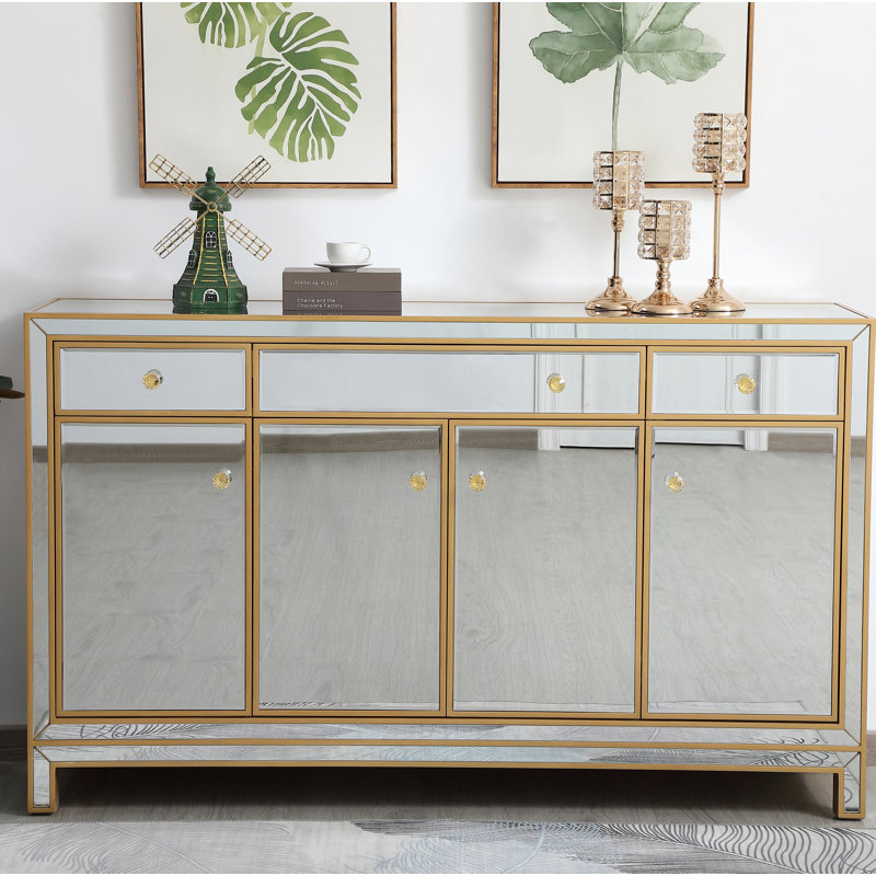 Bronx 3 Drawer Credenza, Gold, 36" H x 60" W x 15.75" D