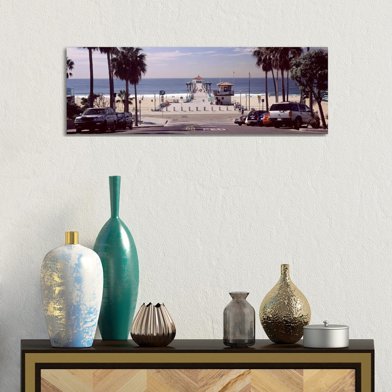 Pier Over An Ocean, Manhattan Beach Pier, Manhattan Beach - Wrapped Canvas Panoramic Print