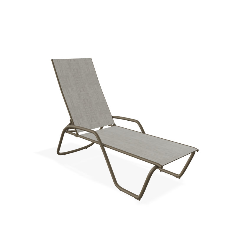Outdoor Rust-Resistant Metal Chaise Lounge, Textured Beachwood, Smoke