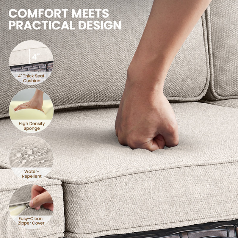 Allcot 5 - Person Patio Conversation Set with Cushions, Beige