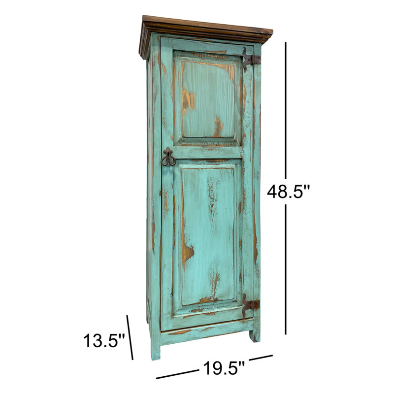 Uller Solid Wood Accent Cabinet, Turquoise/Dark Brown