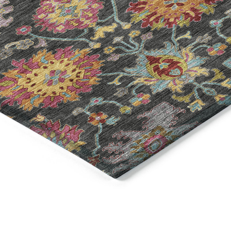Machine Washable Indoor/Outdoor Mattera ACN2288 Damask Rug, Rectangle 5' x 7'6"