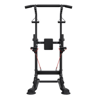 Barre de traction, poste de trempage électrique de 330 lb, station de trempage avec base stable en forme de H et coussin de dossier, barre de menton autoportante réglable à 12 niveaux de hauteur pour le dos, coussin de dossier réglable à 4 niveaux