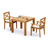 4 Seats 5 Pcs Grade-A Teak Wood Dining Set: 36" Square Table And 4 Granada Stacking Arm Chairs #11GR0804