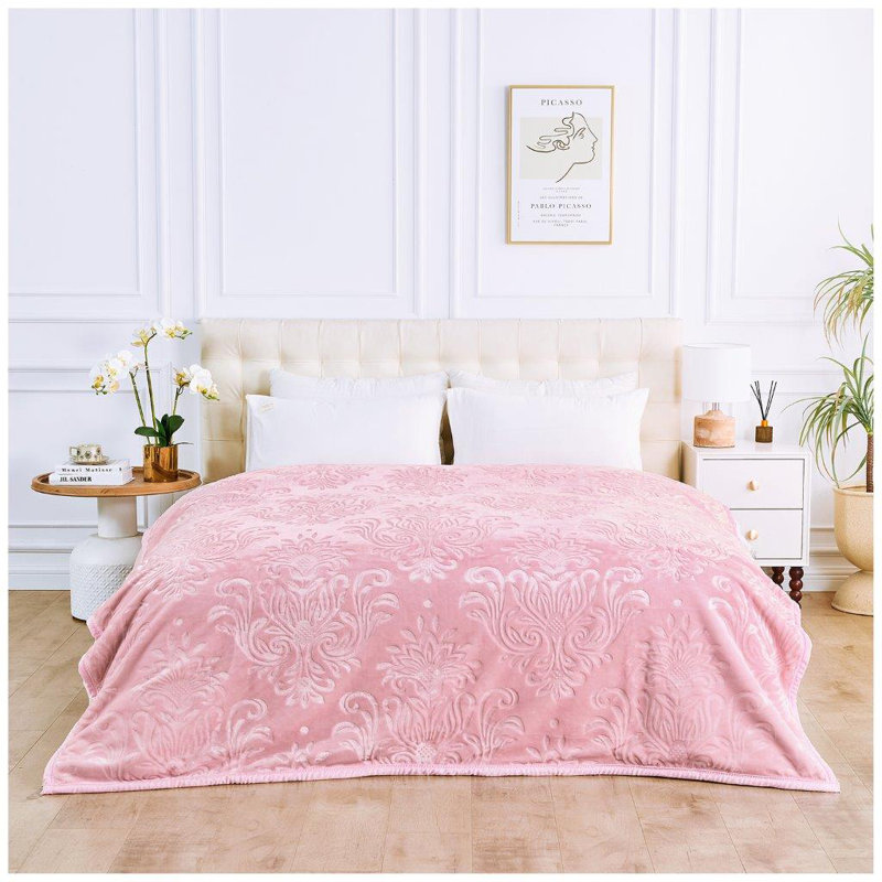Arvelle Weighted Throw Blanket, Blush Pink