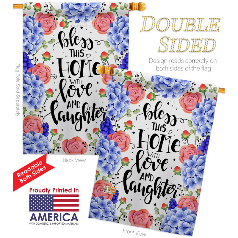 Drapeau de maison 40 po x 28 po Love and Laughter