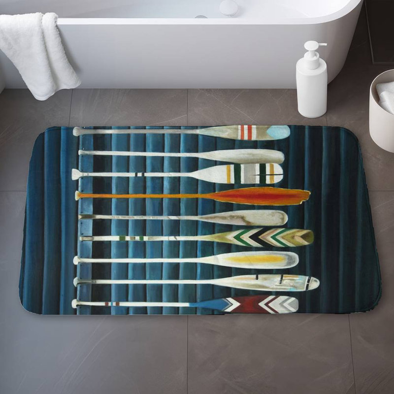 Paddles Bath Mat with Non-Slip Backing - Quick Dry Memory Foam Bathroom Rug - Absorbent - Modern Plush Spa-Style - Machine Washable