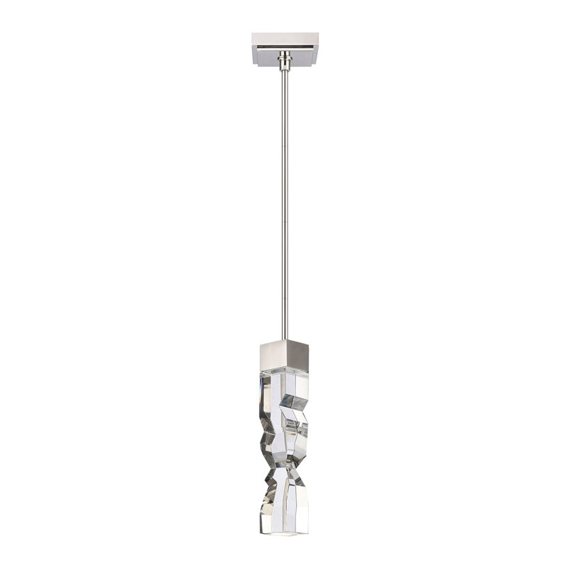 Luminaire suspendu simple à 1 lumière Mamadim, Nickel poli, H 63,88 po x l 3 po x P 3 po