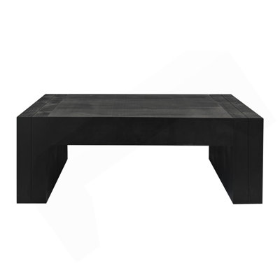 Table basse moderne en bois noir, table basse rectangulaire de 49 po pour le salon, la maison de campagne et le décor contemporain