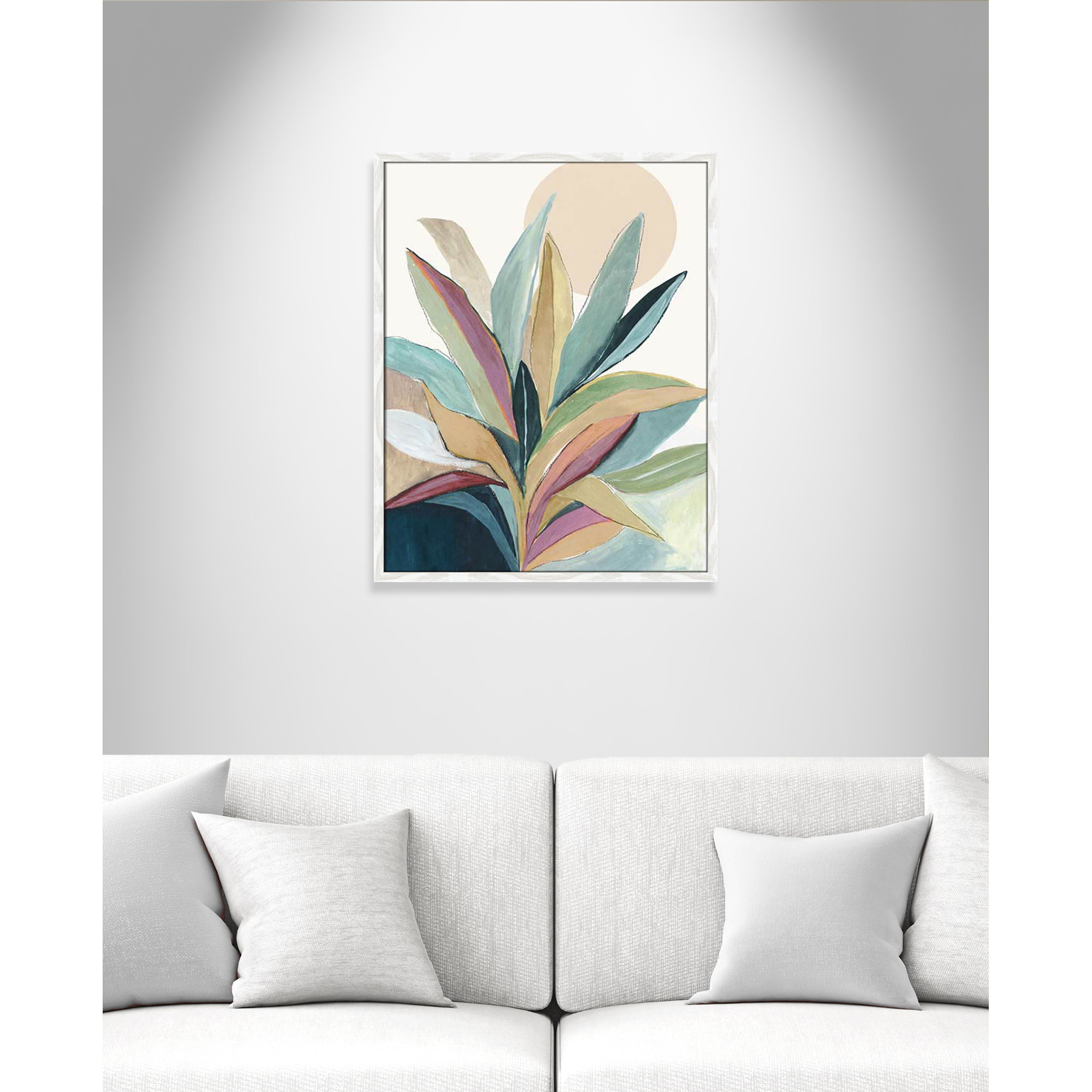 Sunny Bright Leaves I by Asia Jensen, 29.5" H x 23.5" W x 0.75" D, White Slim Unmatted Picture Framed