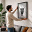 Highland Cattle Portrait Modern - Framed Print-1681430660-1681430658