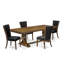 L'ensemble de table de cuisine 5 pièces comprend une table de salle à manger et 4 chaises de salle à manger en tissu de lin noir avec dossier capitonné - Finition noyer antique-46235330-50927385
