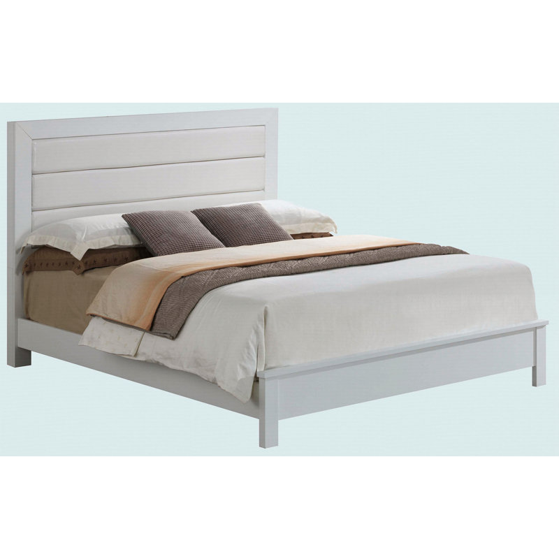 Stylish White Transitional Bedroom Bed