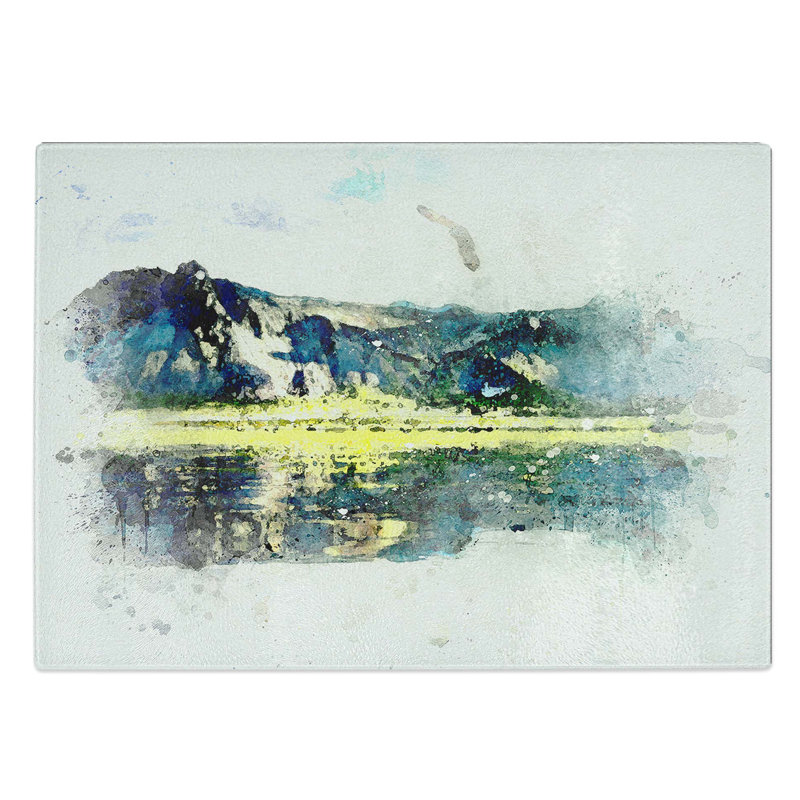 Glass Eagle Flying Above New Zealand in Abstract Chopping Board, 39 cm W x 28.5 cm L