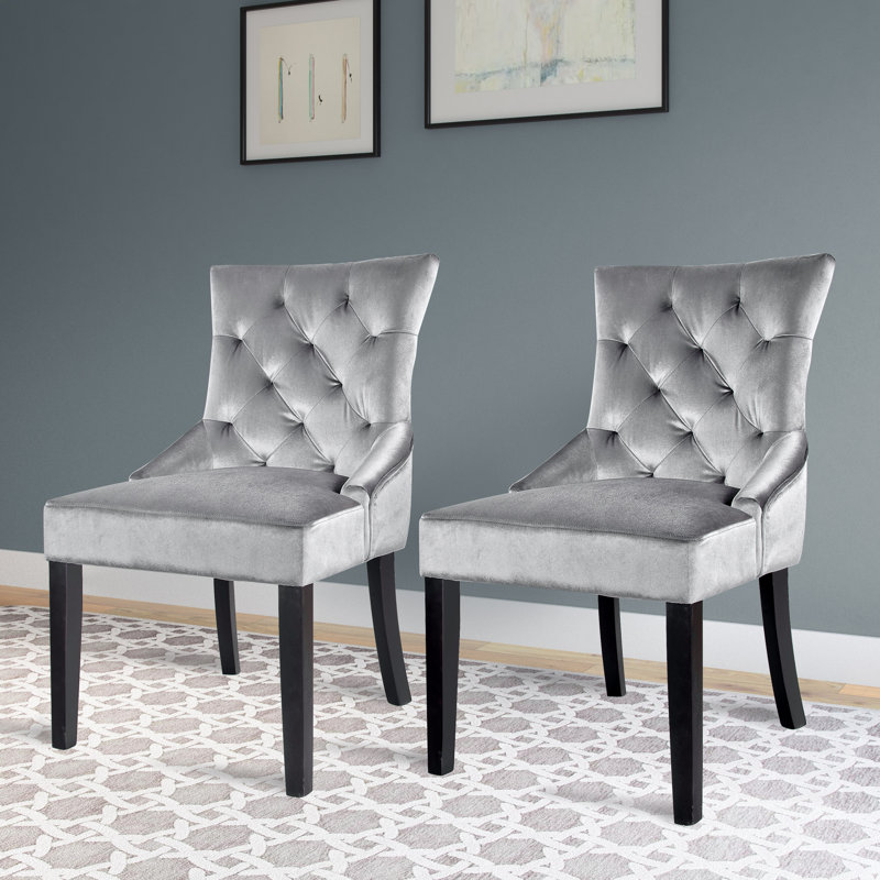 Chaise d'appoint rembourrée en velours Donegan, Gris clair
