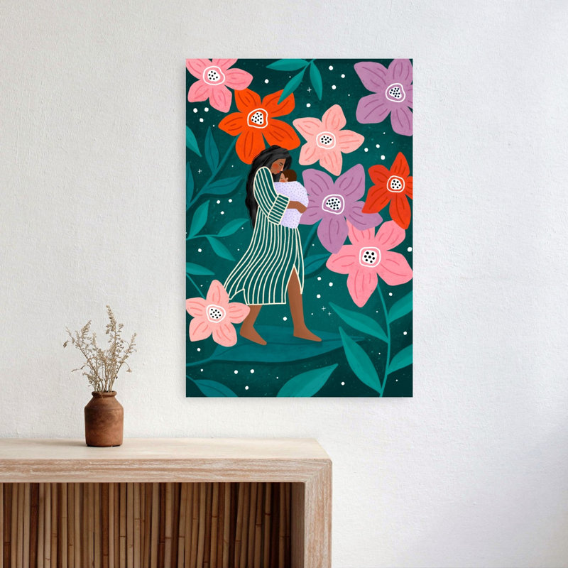Maternal Garden Stroll Colorful Peaceful Serene Flower Nature Wall Art Print by Bea Muller - Wrapped Canvas Print