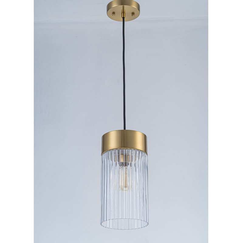 Single Light Clear Ribbed Glass Pendant Light