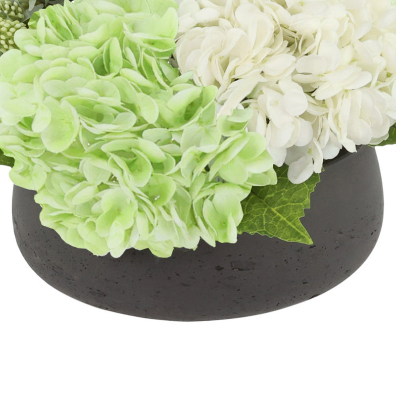 Organic Modern Arrangement with Orchids and Hydrangeas, Light Green