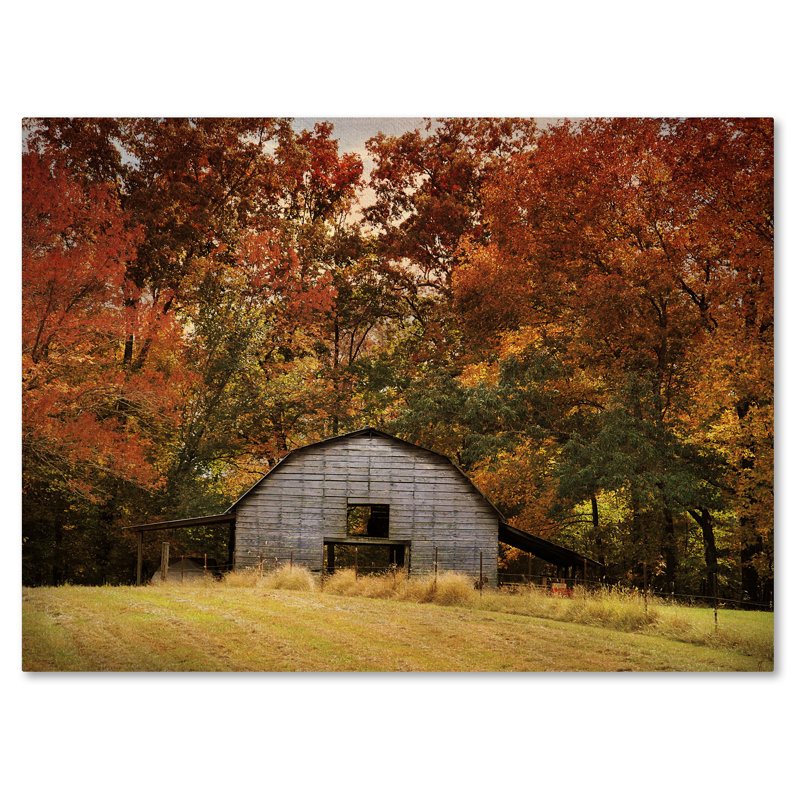 'Autumn Barn' Photographic Print on Wrapped Canvas, 14" H x 19" W