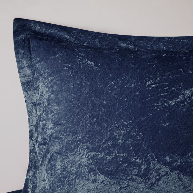 Édredon en velours bleu marine pour lit double / grand