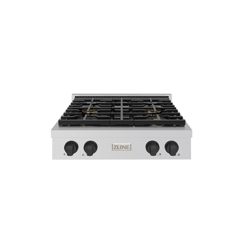 ZLINE Autograph Edition 30 in. Paramount Gas Rangetop with 4 Burner DuoPro Cooktop in Stainless Steel and Champagne Bronze Accents