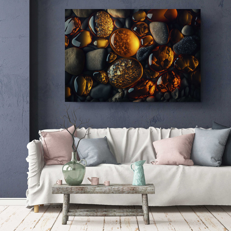 " Amber Pebbles Abstract ", 24" H x 36" W x 1" D