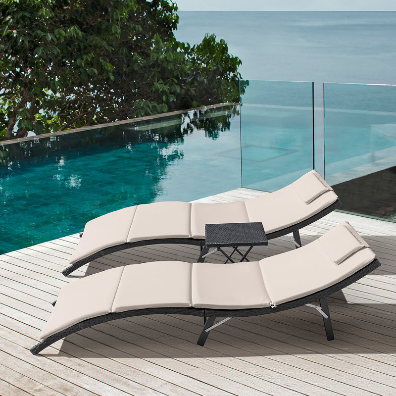 Chaise longue double 81 "avec coussins et table Maaja, Beige
