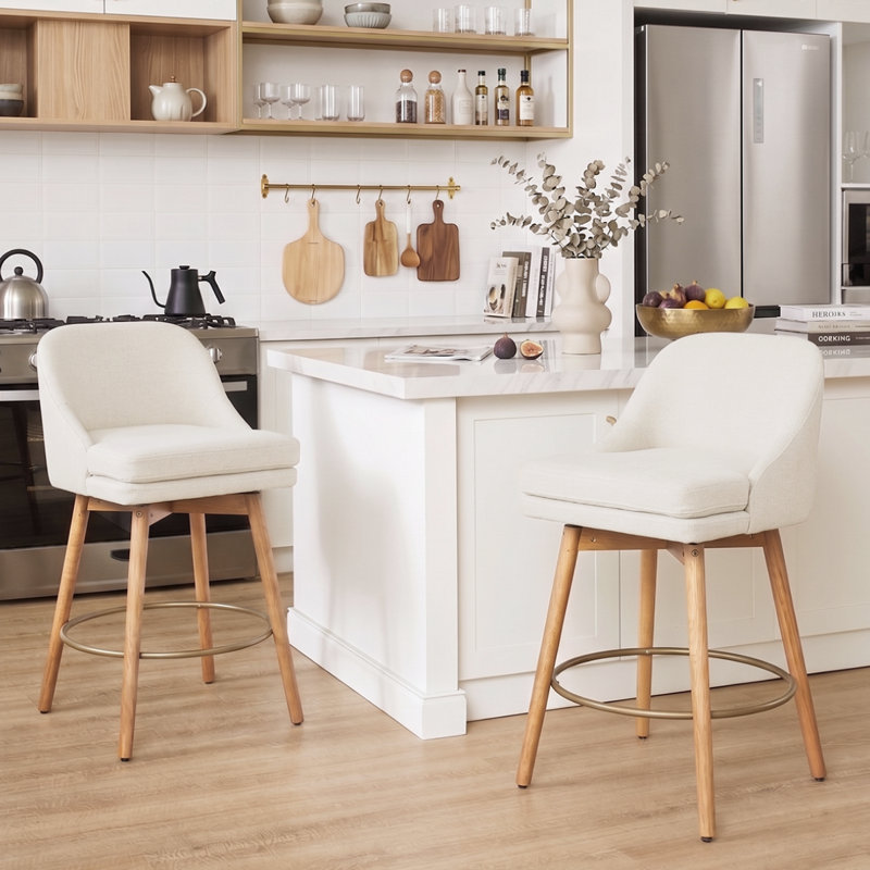 Tabouret pivotant rembourré (ensemble de 2), White