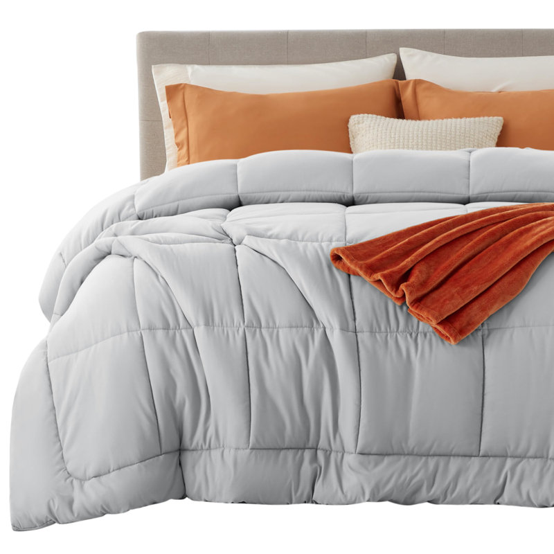 Bedsure King Box-Stitch Down Alternative Duvet Insert – Light Gray , All-Season Comforter, Light Gray, King Comforter