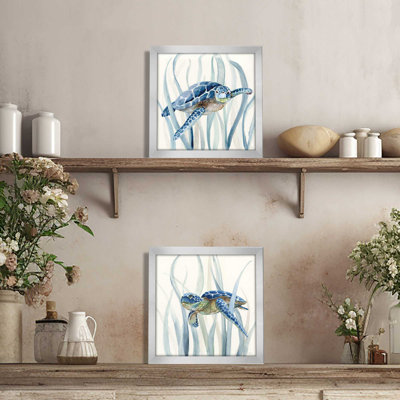 Tortue en ruppie maritime - ensemble de 2 cadres photo simples