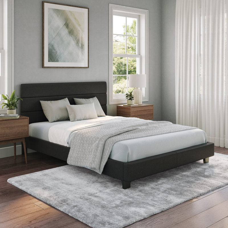 Paisley Dark Full/Double Tufted Faux Leather Upholstered Bed