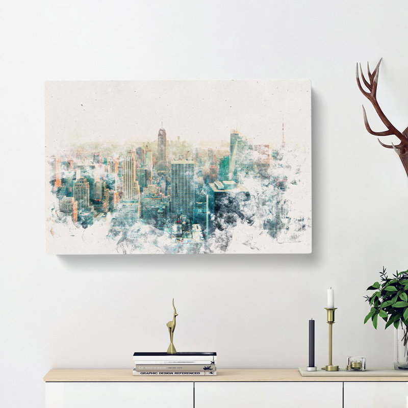 Manhattan Skyline In New York - Wrapped Canvas Print, 50cm H x 76cm W x 3cm D