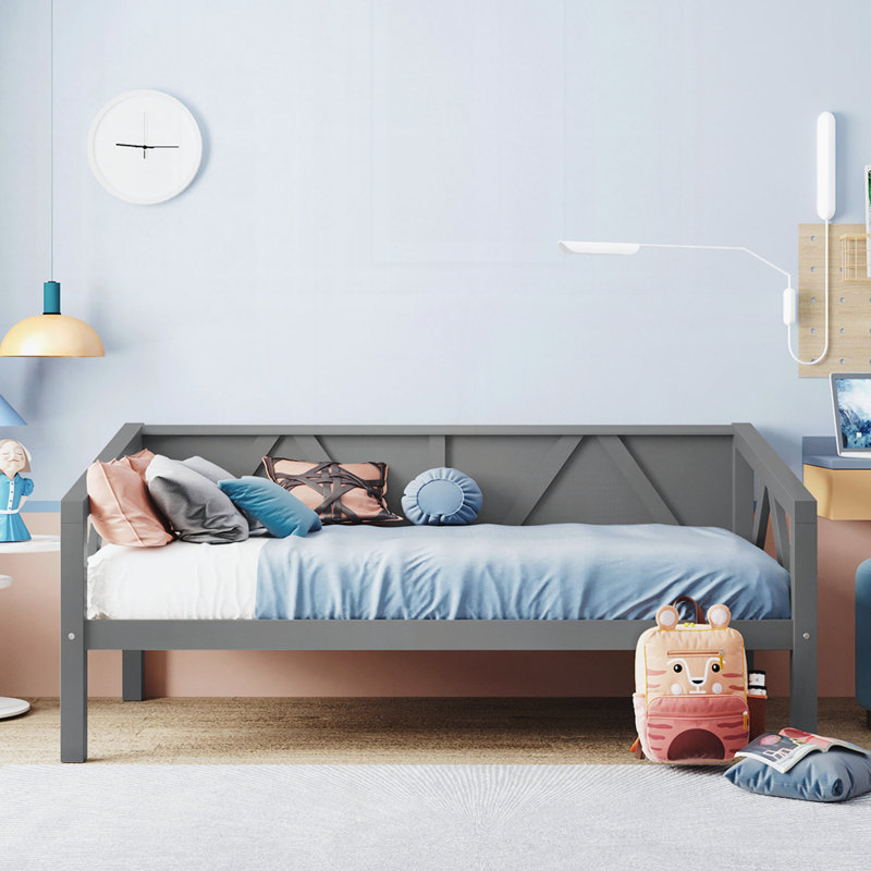 Lit de jour en bois, gris, Simple