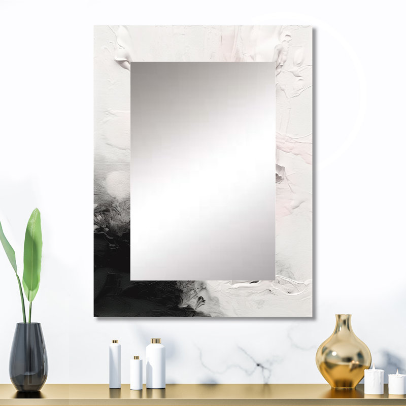 White Twist Watercolor III - Abstract Painting Large Wall Mirror, Modern Unique Mirror, Printed Metal Art, 32" x 24"