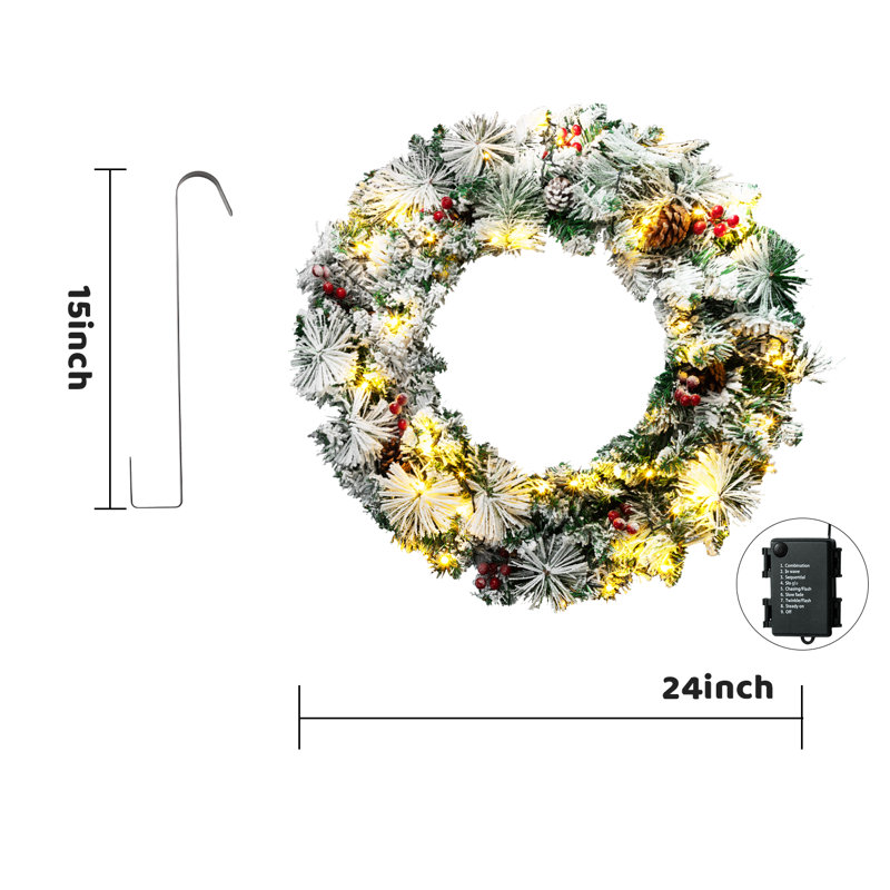 Faux Lighted Pinecone 24'' Wreath