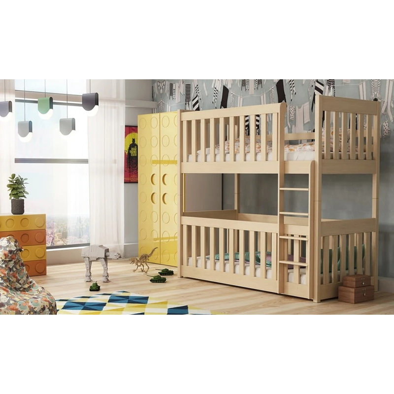 Knight Single (3') Standard Bunk Bed and Mattress, Pine